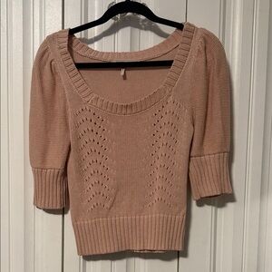 BCBGeneration Blush Scoop Neck Knit Sweater - Short Sleeve - Small
